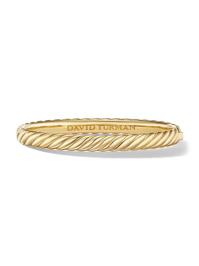 Womens Sculpted Cable Bangle Bracelet in 18K Yellow Gold Product Image