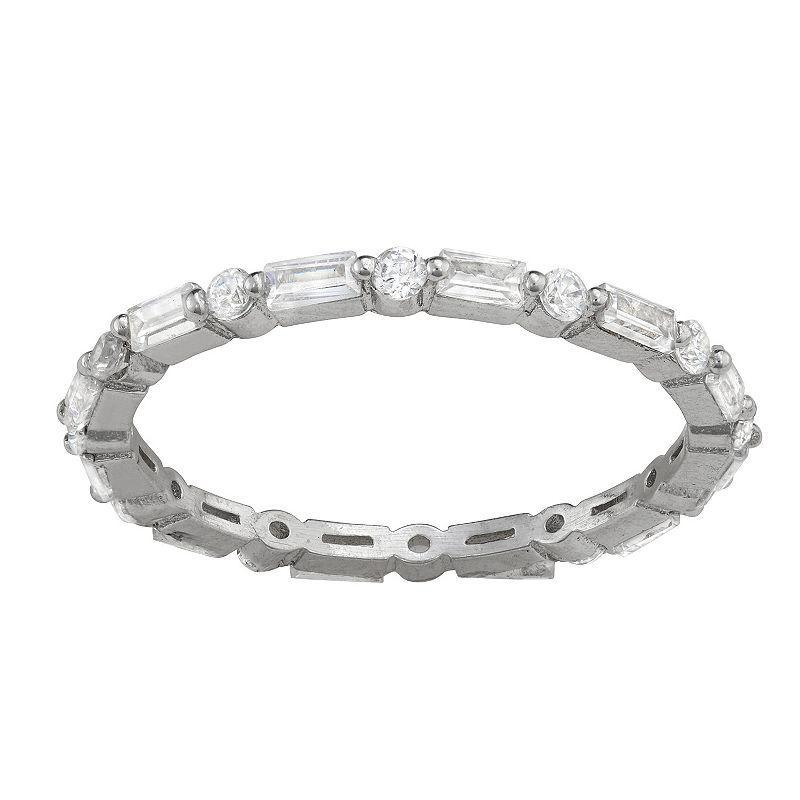 Contessa Di Capri Cubic Zirconia Baguette & Round Cut Eternity Ring, Womens Sterling Silver Product Image