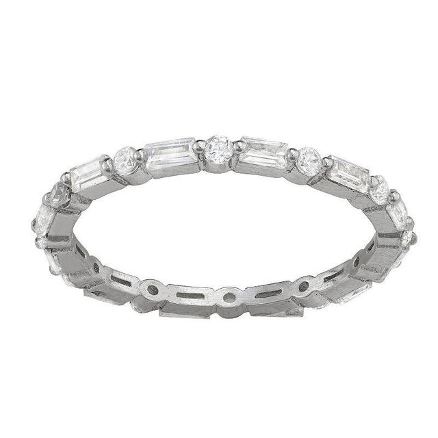 Contessa Di Capri Cubic Zirconia Baguette & Round Cut Eternity Ring, Womens White Product Image