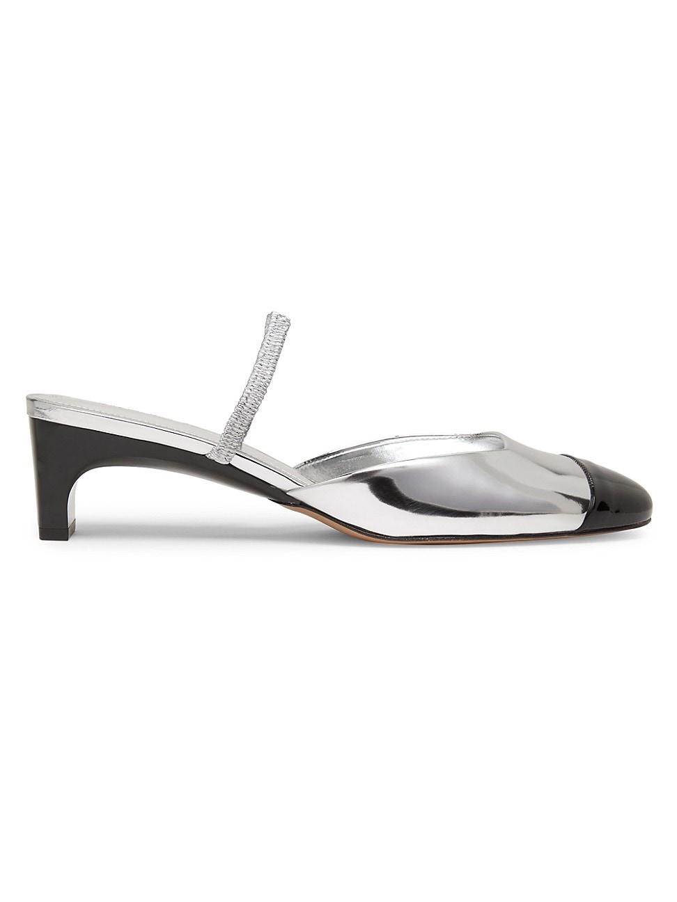 Womens Bertiel 65MM Two-Tone Metallic Leather Mules Product Image