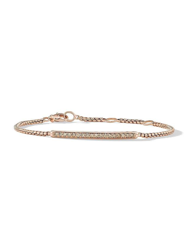 Womens Petite Pav Bar Bracelet In 18K Rose Gold With Cognac Diamonds Product Image