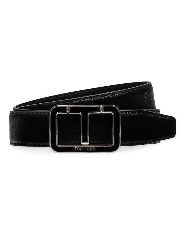 TOM FORD Scored Buckle Goatskin Leather Belt Product Image