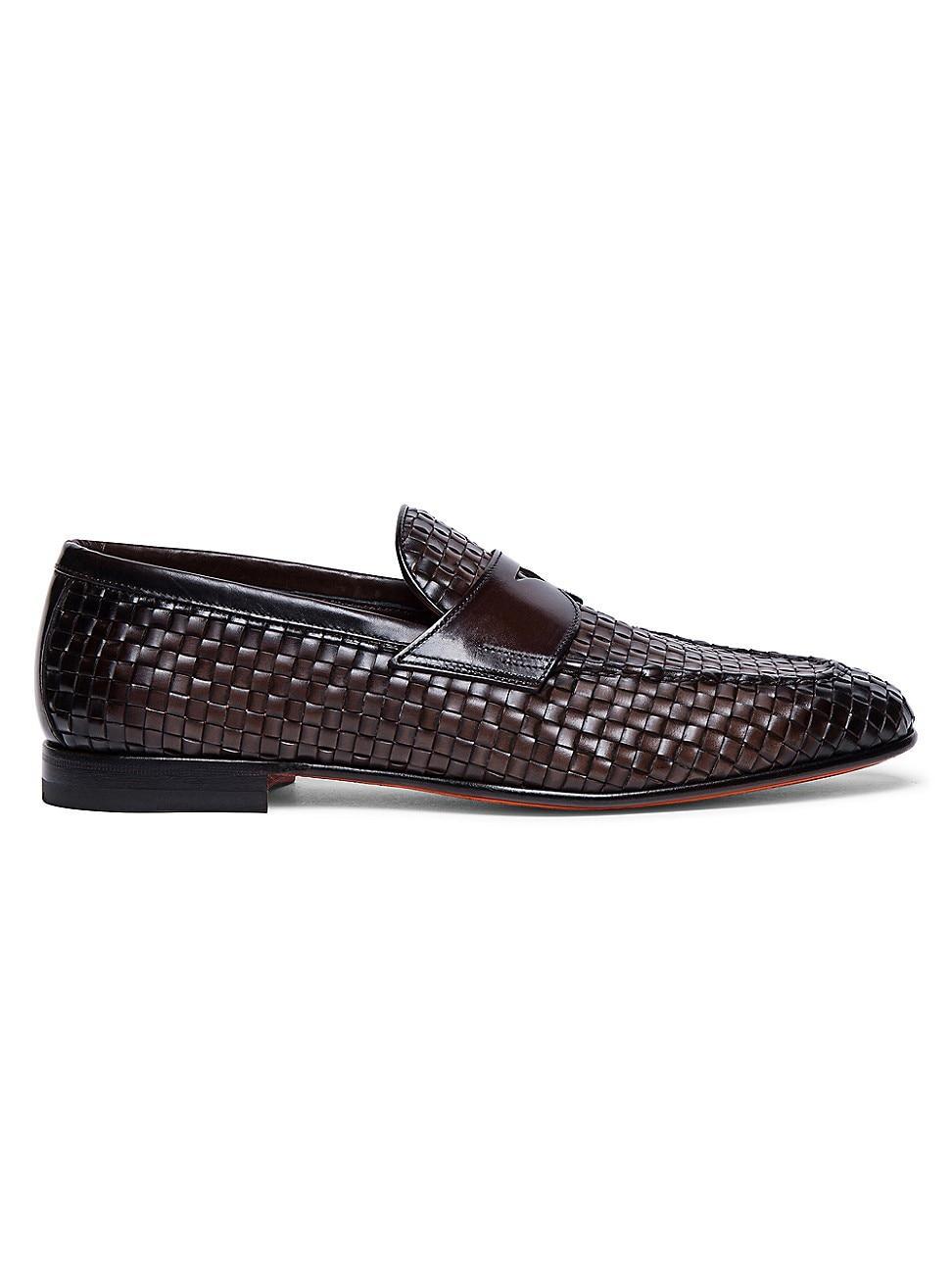 Mens Gwendal Woven Leather Penny Loafers Product Image
