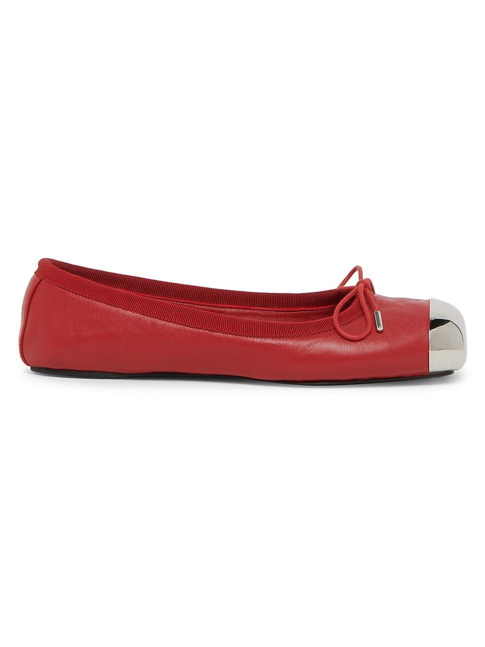 Womens Punk Leather Ballet Flats product image