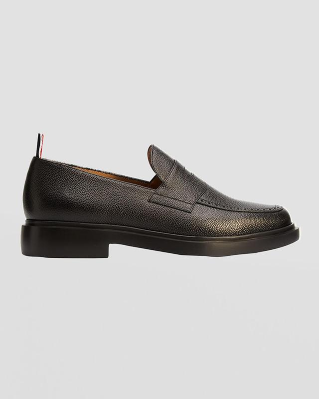 Mens Rubber Sole Leather Penny Loafers Product Image