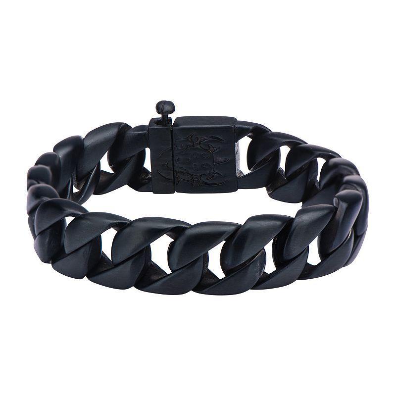 Mens Black Stainless Steel Curb Chain Bracelet Product Image