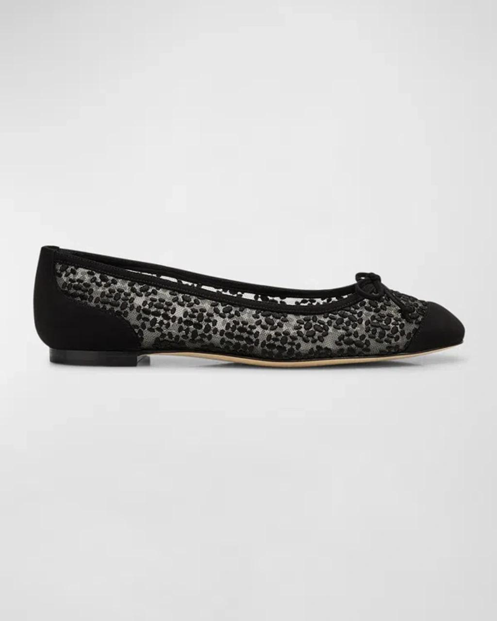 Capbal Lace Cap-toe Ballerina Flats In Blck0015/ywov976x Product Image