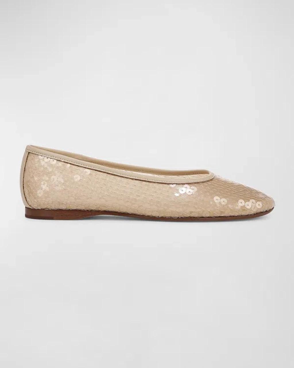 Leah Sequin Ballerina Flats In Birchsand Product Image