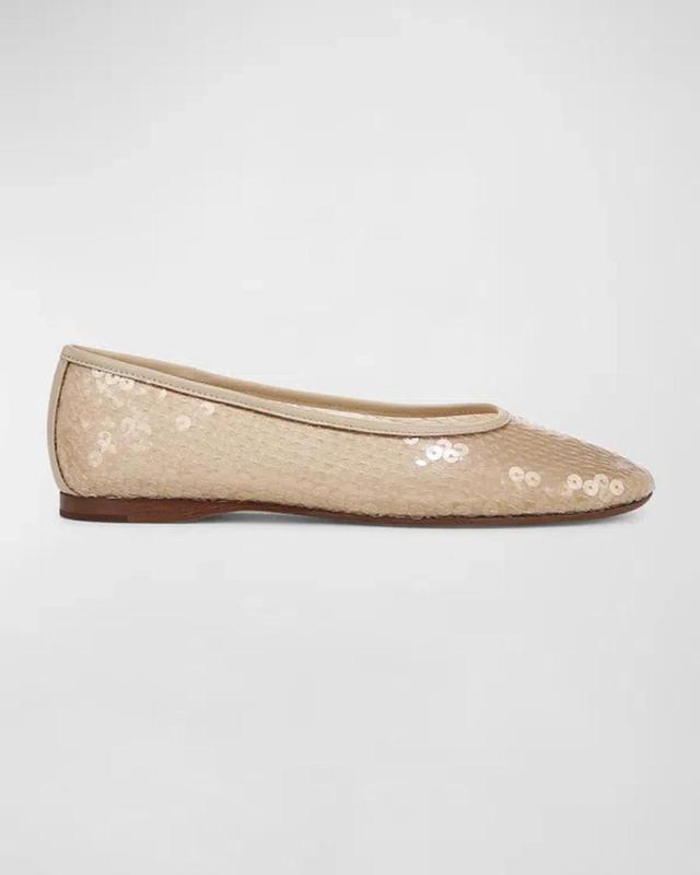 Leah Sequin Ballerina Flats In Birchsand Product Image