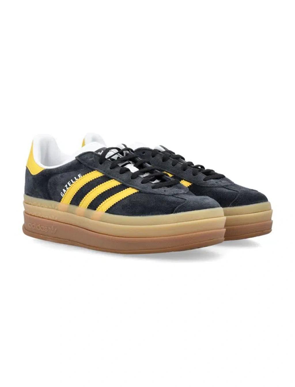 ADIDAS ORIGINALS Gazelle Bold Sneakers With Gum Sole In Black And Yellow In Black/gold Product Image