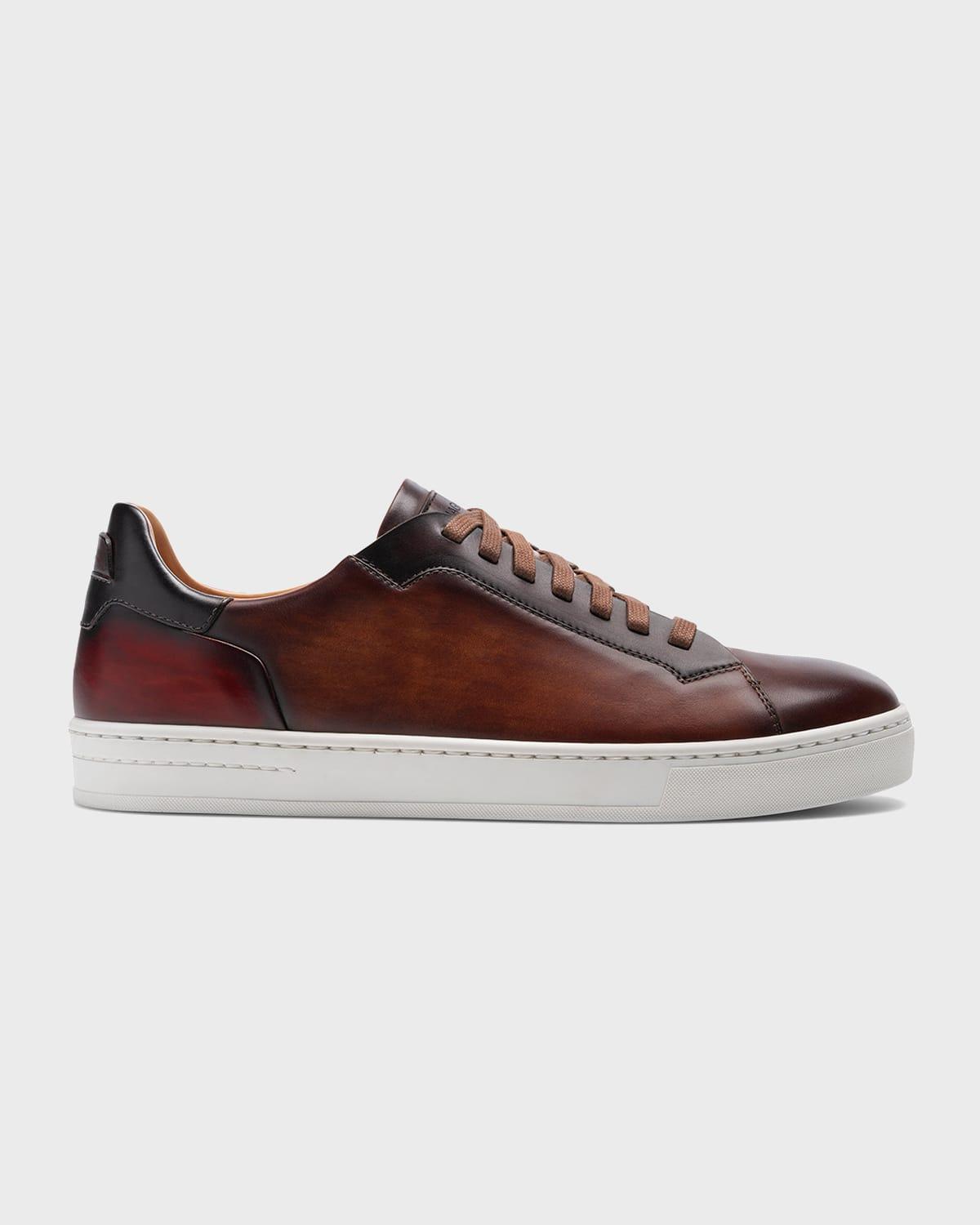 Mens Amadeo Burnished Leather Low-Top Sneakers Product Image