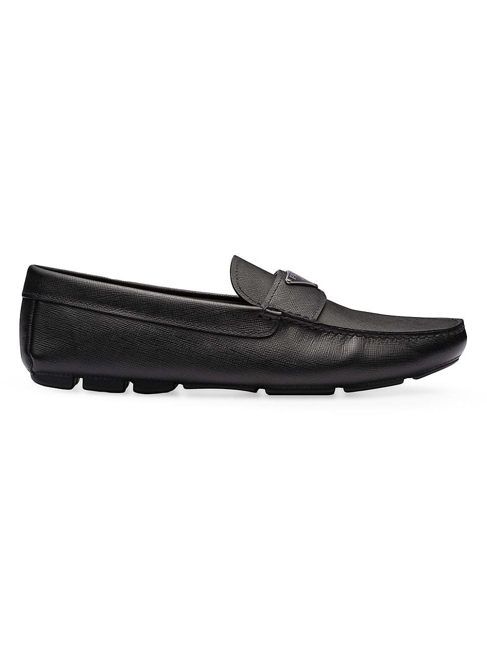 Mens Saffiano Leather Driver Loafers Product Image