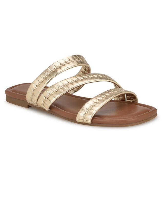 Nine West Womens Quinlea Strappy Square Toe Flat Sandals Product Image