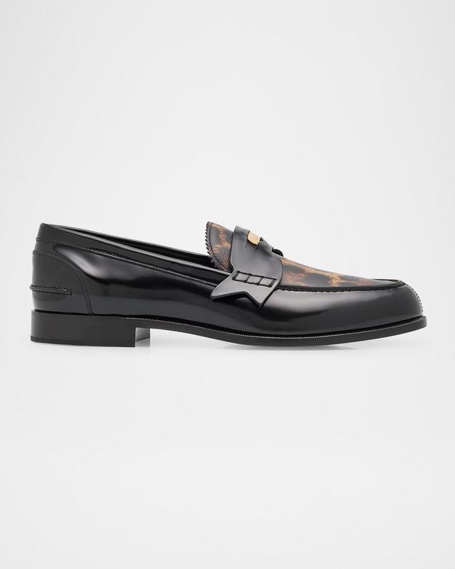 Mens Penny Leather Leopard-Print Loafers Product Image