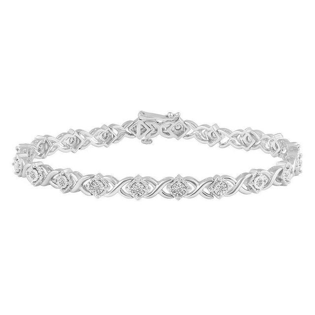 Royal Aura Sterling Silver 1/2 Carat T.W. Diamond Halo XO Bracelet Set, Womens Product Image