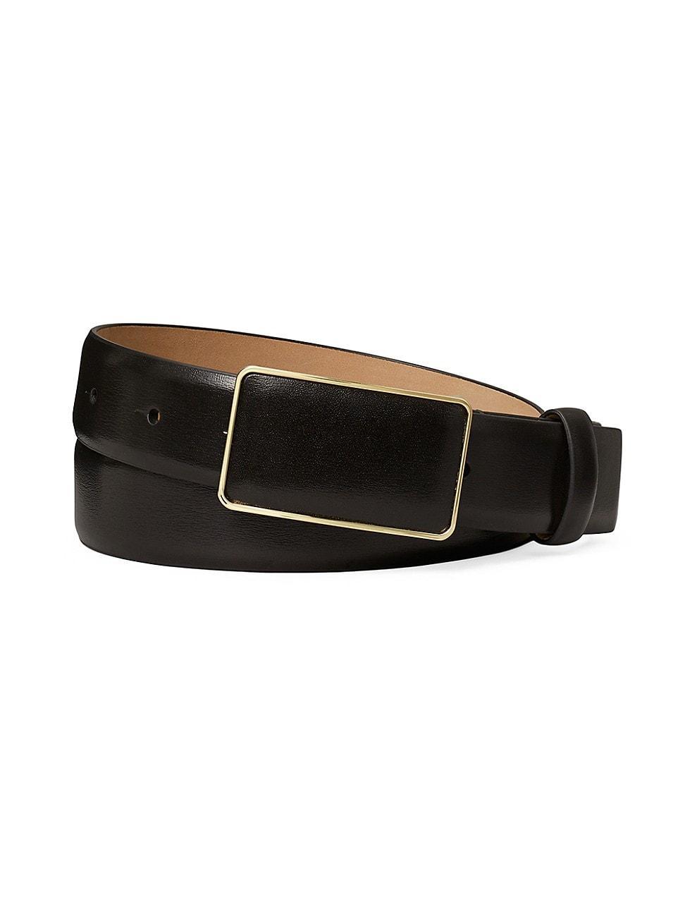 Womens Goldtone Plate Leather Belt Product Image