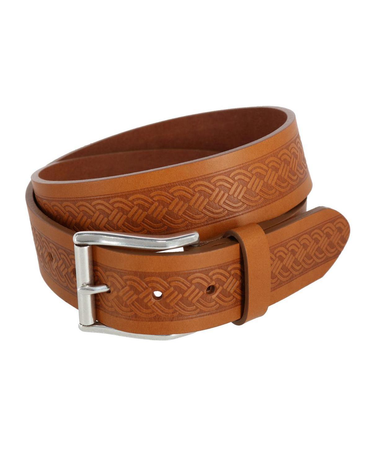 Trafalgar Mens Grady 40mm Celtic Scroll Embossed Leather Jean Belt Product Image