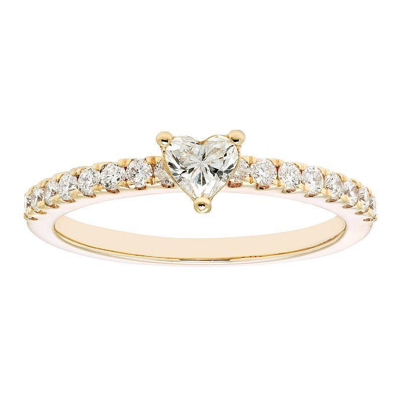 The Regal Collection IGL Certified 1/2 Carat T.W. Heart Diamond Ring, Womens 14k Gold Product Image