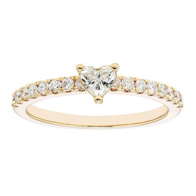 The Regal Collection IGL Certified 1/2 Carat T.W. Heart Diamond Ring, Womens 14k Gold Product Image