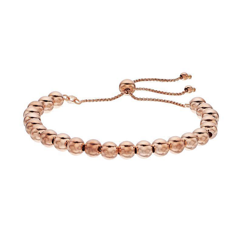 Sterling Silver Bead Bolo Bracelet, Womens, 14k Rose Gold Over Product Image