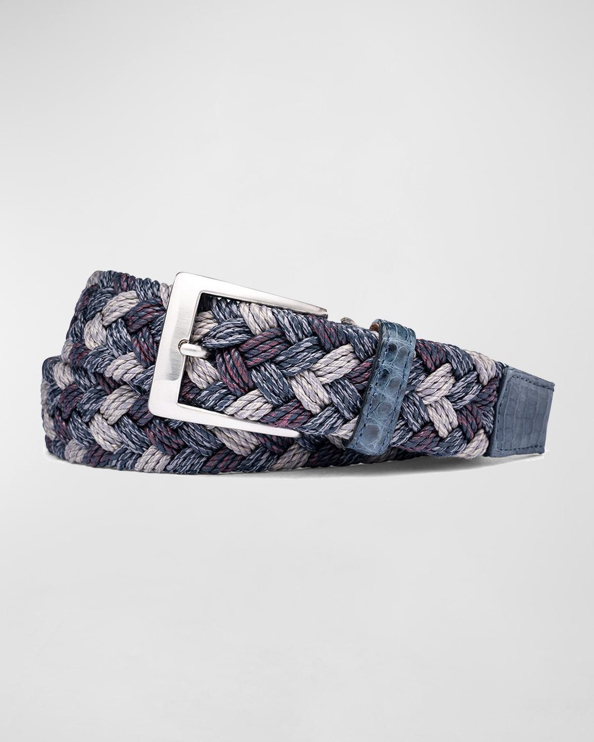 Mens Woven Linen Belt w/ Croc Tabs Product Image