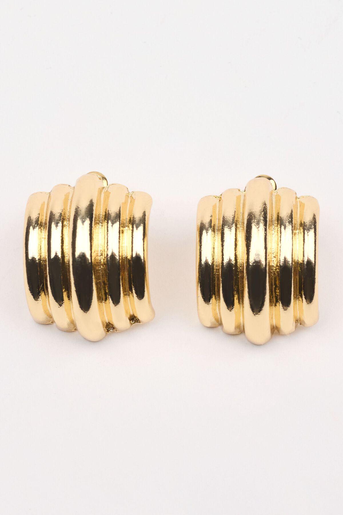 Lined Curve Button Earrings Product Image