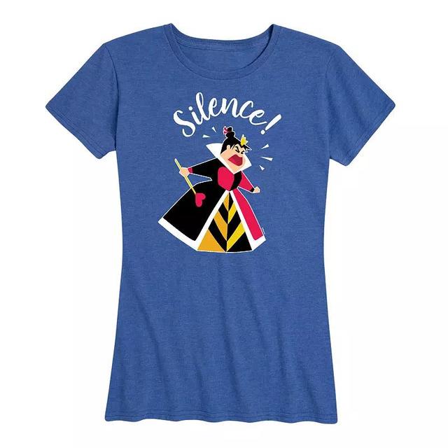 Disneys Alice in Wonderland Womens Queen Of Hearts Silence Graphic Tee, Girls Grey Royal Blue Product Image