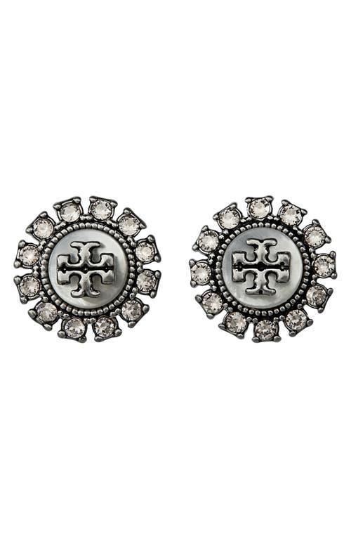 Womens Kira Silvertone, Mother-Of-Pearl & Crystal Logo Stud Earrings Product Image