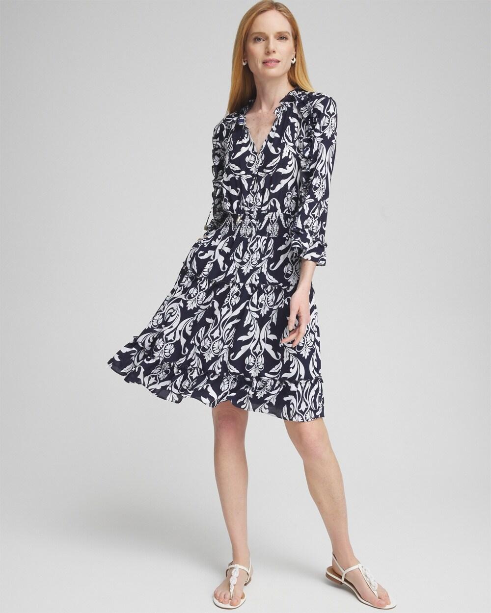 Women's Scrolls Ruffle Bell Sleeve Dress Product Image