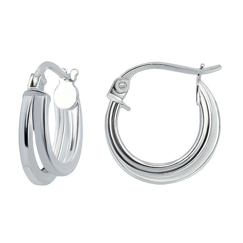 Aleure Precioso Sterling Silver Double Round Hoop Earrings, Womens Product Image