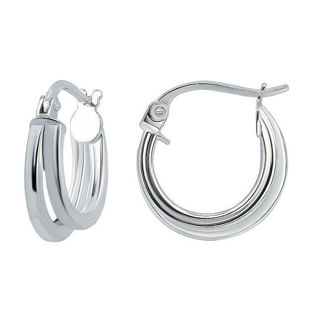 Aleure Precioso Sterling Silver Double Round Hoop Earrings, Womens, Silver Tone Product Image