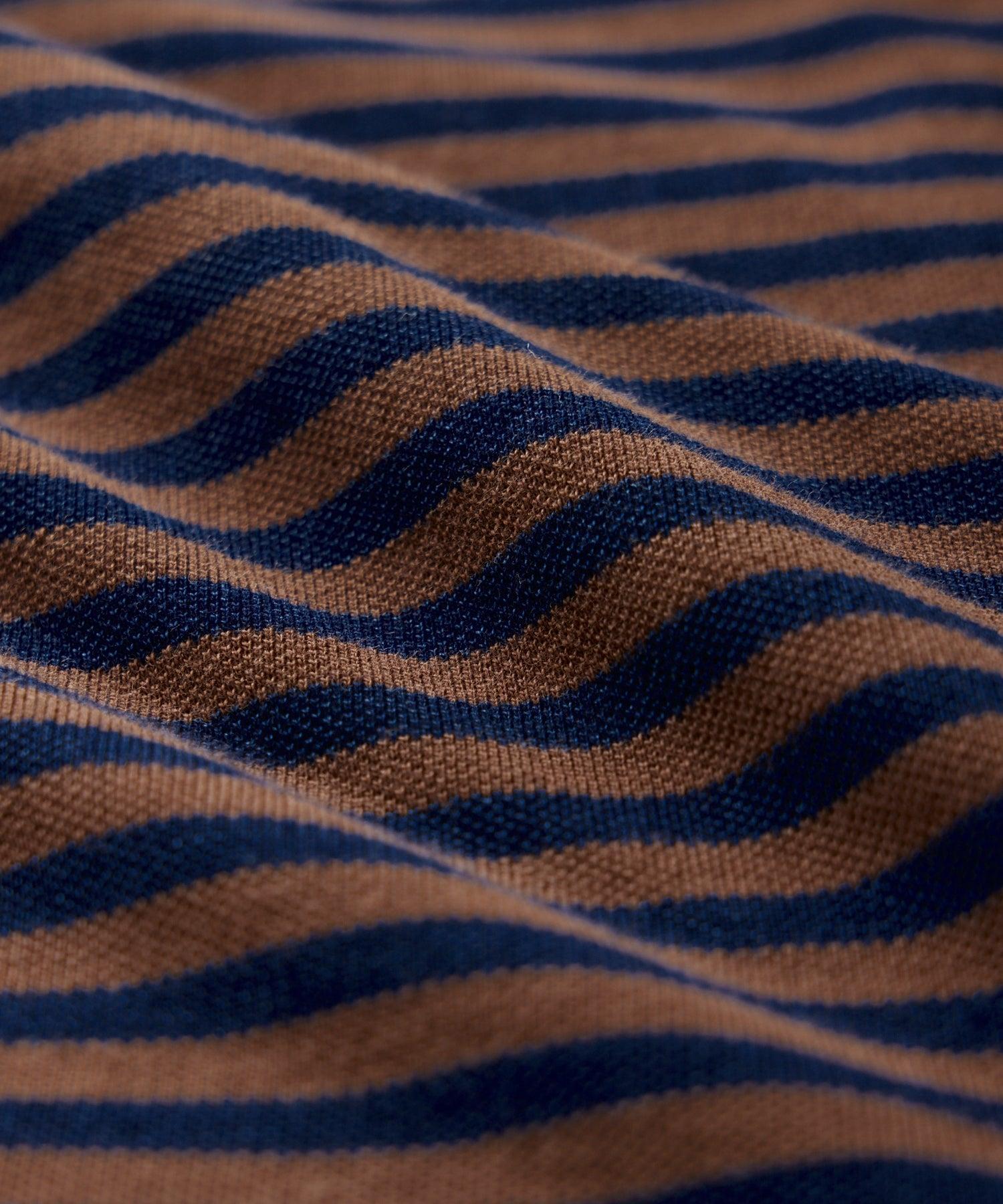 Indigo Stripe Pique Polo in Faded Brick Product Image