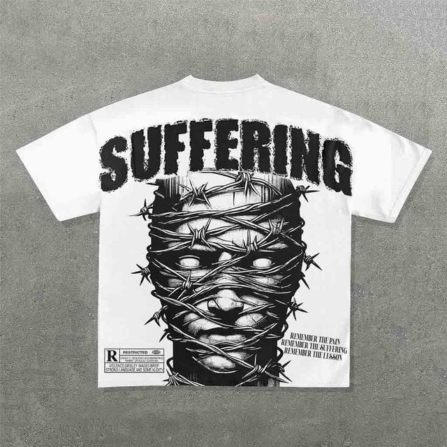 Vintage Suffering Graphic 100% Cotton Short Sleeve T-Shirt Product Image