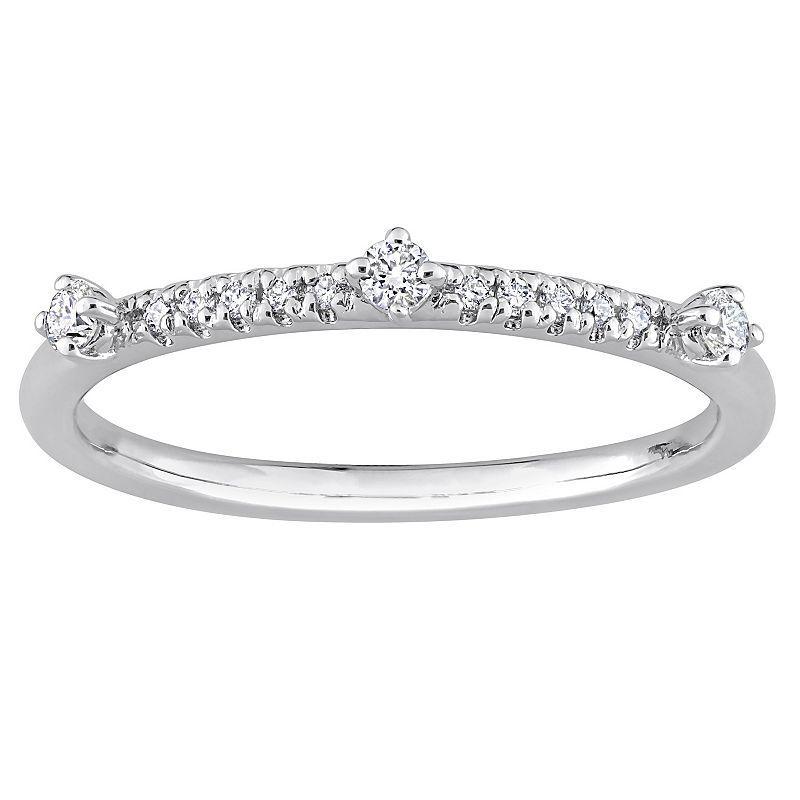 Stella Grace Platinum Over Sterling Silver 1/7 Carat T.W. Lab-Grown Diamond Semi-Eternity Ring, Womens White Product Image