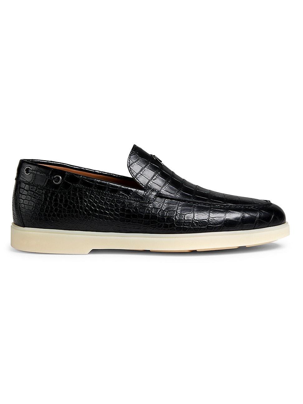 Mens Embossed Leather Loafers Product Image