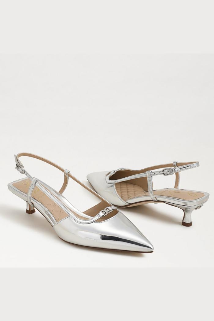 Toni Slingback Kitten Heel - Soft Silver Metallic product image