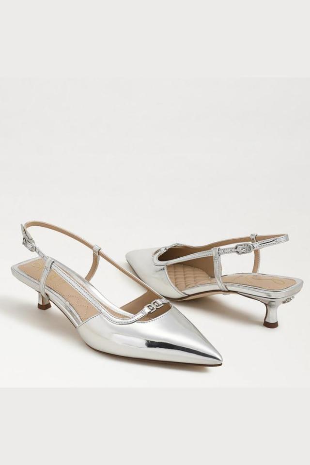 Toni Slingback Kitten Heel - Soft Silver Metallic Product Image