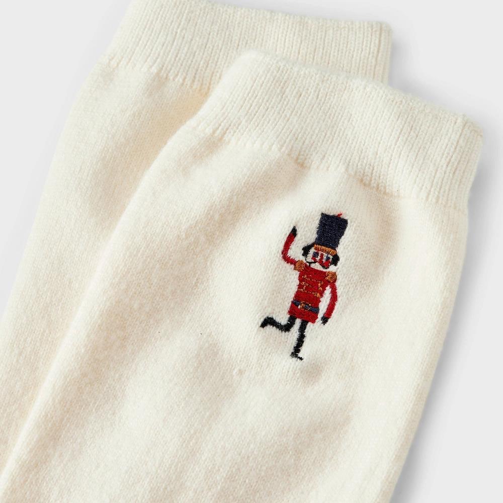 Women's Supersoft Embroidered Holiday Nutcracker Crew Socks - Auden™ Ivory 4-10 Product Image