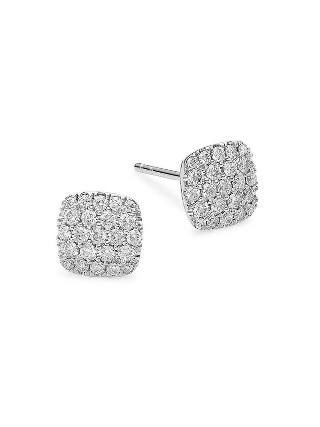 Womens 14K White Gold & 0.50 TCW Diamond Cushion Stud Earrings Product Image