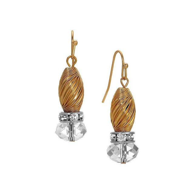 1928 Gold Tone Crystal Glass Bead Wire Earrings, Womens, Yellow Product Image