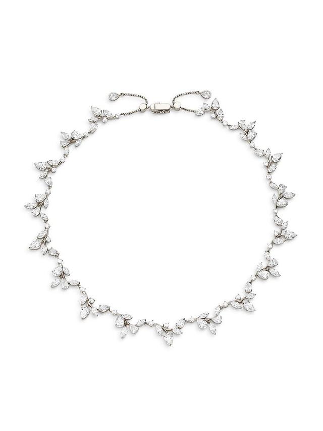 Womens Taylor Rhodium-Plate & Cubic Zirconia Vine Collar Necklace - Silver Crystal Product Image