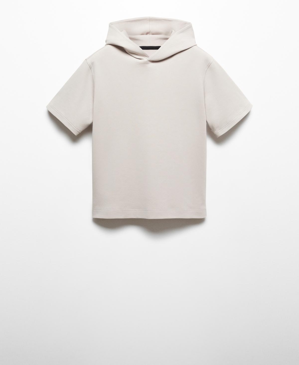 MANGO MAN - Short-sleeved hooded sweatshirt ice greyMen Product Image