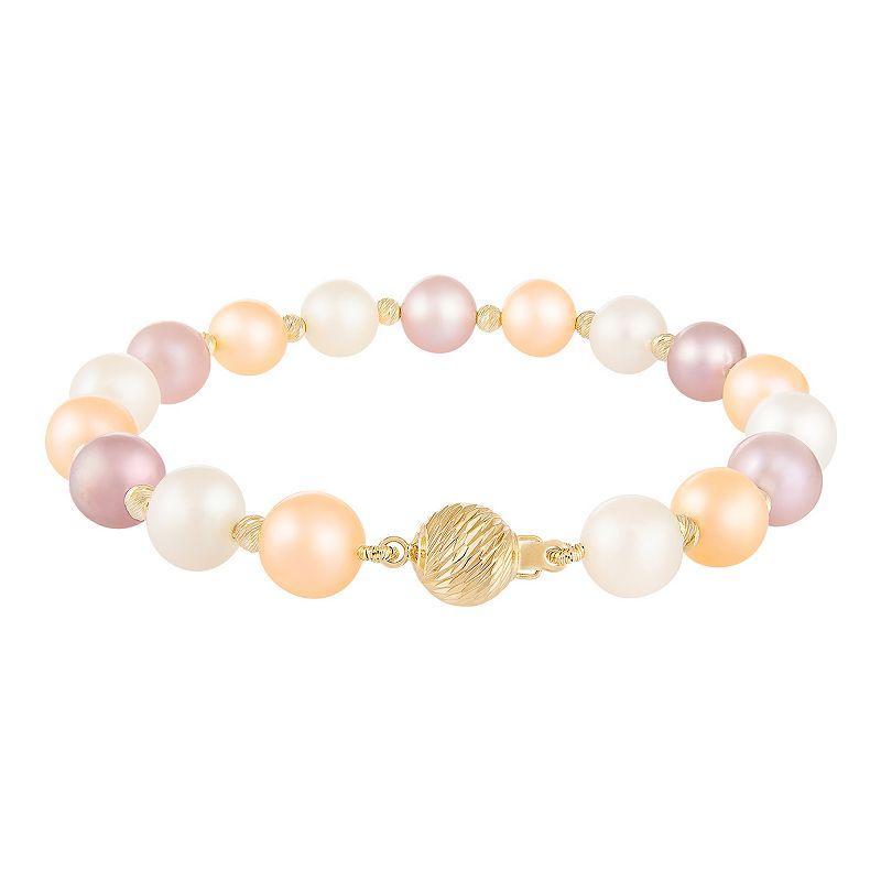 14k Gold Freshwater Cultured Pearl Bracelet, Womens White Product Image