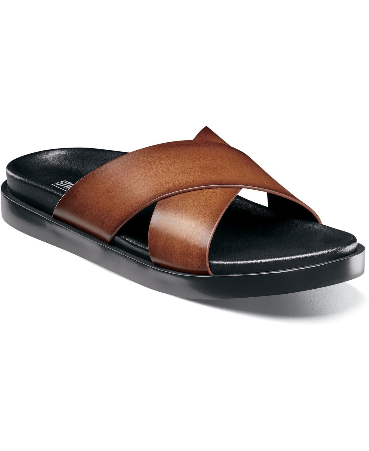 Stacy Adams Montel Cross Strap Slide Sandal (Cognac) Men's Shoes Product Image