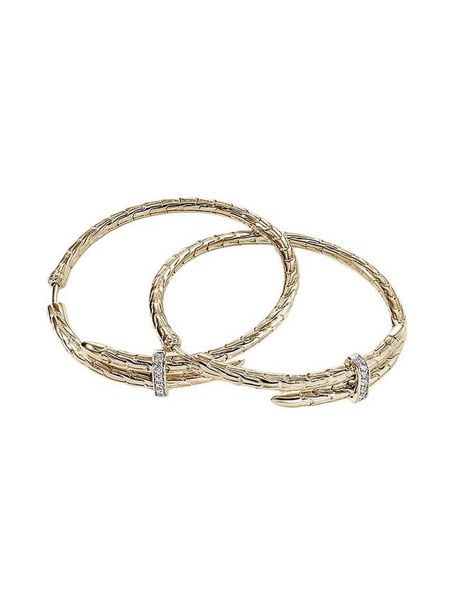 John Hardy 14K Yellow Gold Spear Diamond Coil Hoop Earrings Product Image