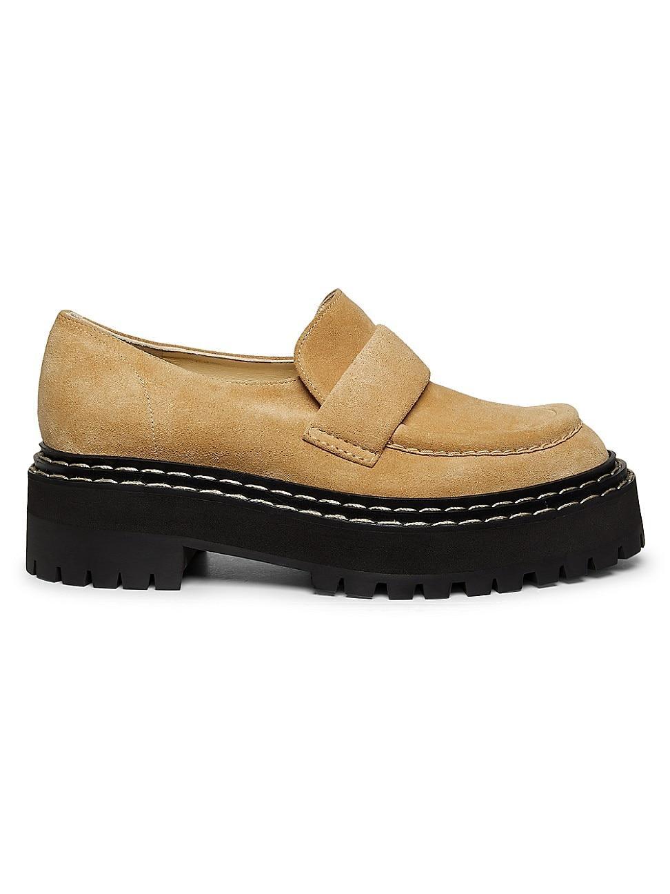 Womens 30MM Lug Sole Suede Loafers Product Image