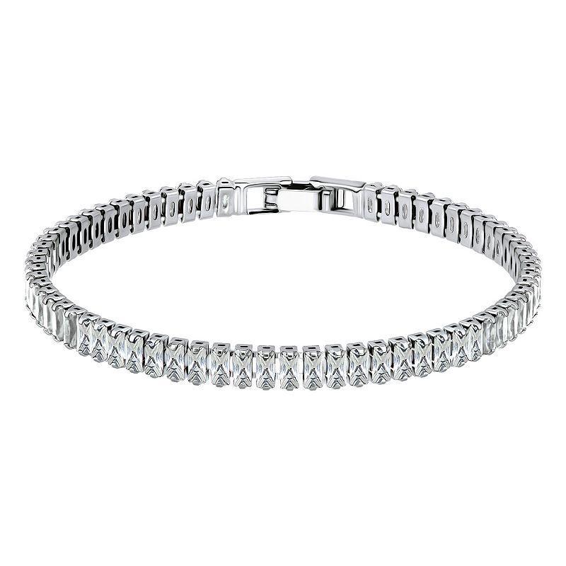 Aleure Precioso Sterling Silver Plated Cubic Zirconia Tennis Bracelet, Womens Silver Tone Product Image