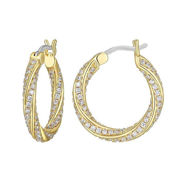 Sarafina Cubic Zirconia Twisted Hoop Earrings, Womens, Gold Tone Product Image