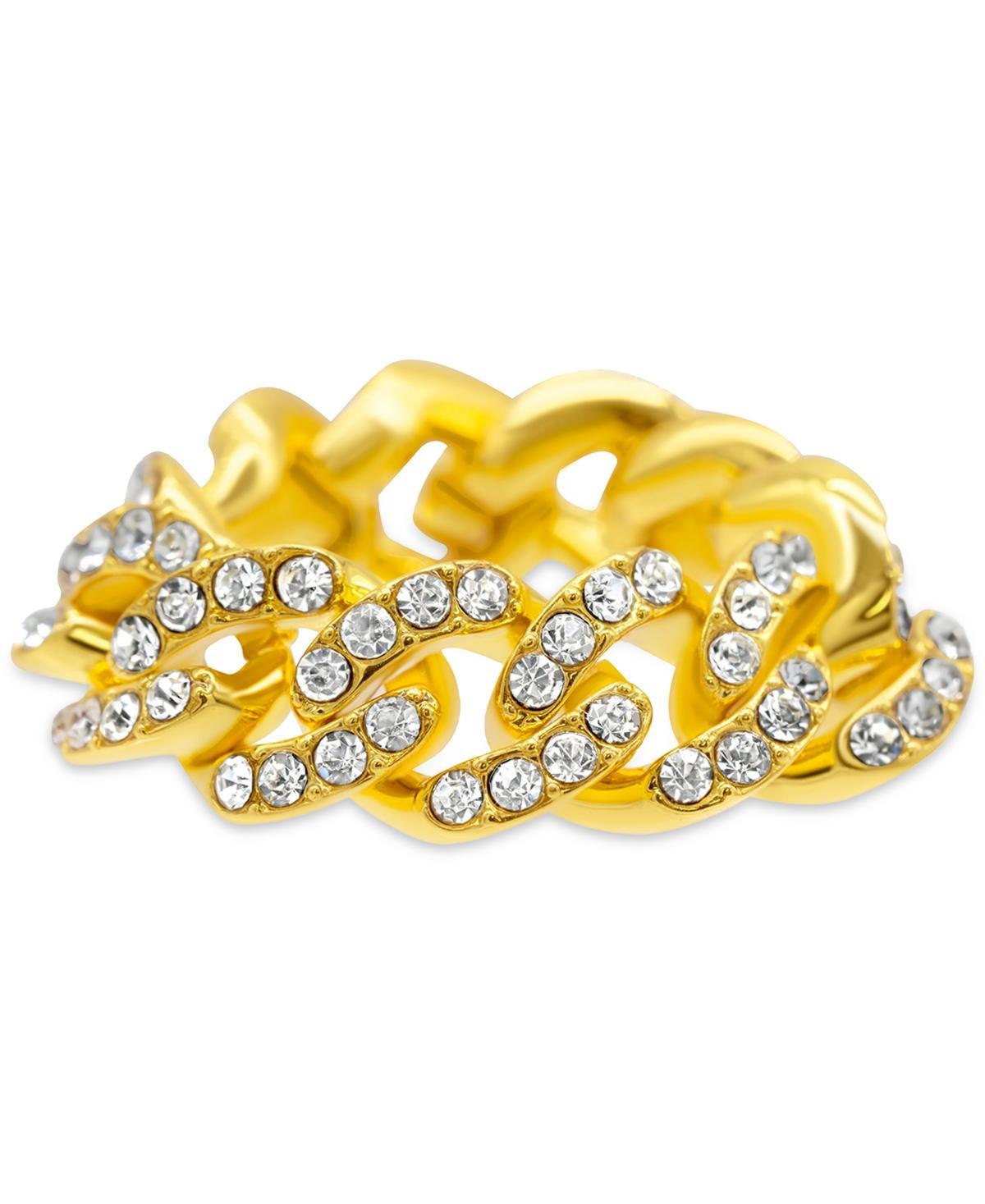 Adornia 14k Gold Plated Cubic Zirconia Chain Ring, Womens Yellow Product Image