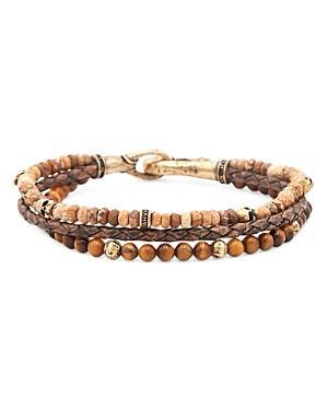 Mens Multi-Strand Leather, Tiger Eye & Jasper Beaded Bracelet Product Image